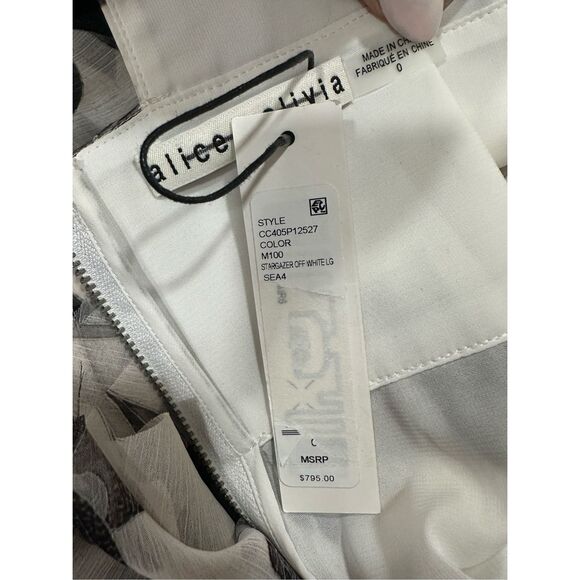 NWT ALICE + OLIVIA HOLLY LOW NECK ASYMMETRIC RUFFLED MAXI DRESS SIZE 0 $795 - Picture 9 of 9